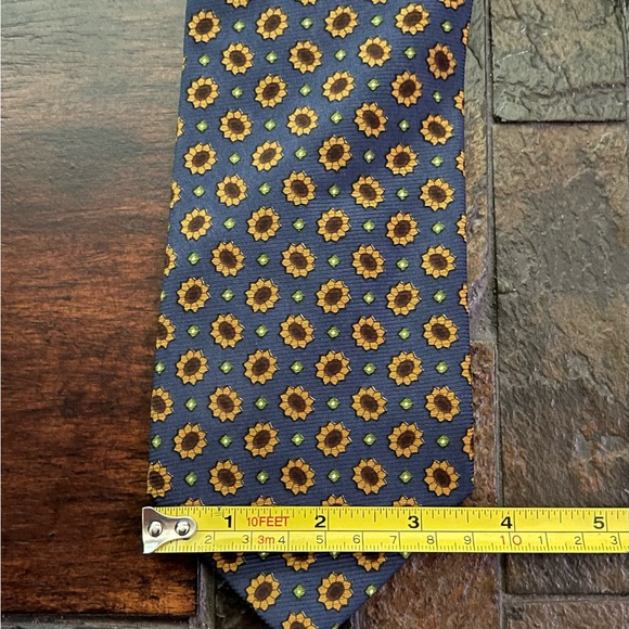 Rubinacci Navy Floral Silk Tie - Picture 7 of 7